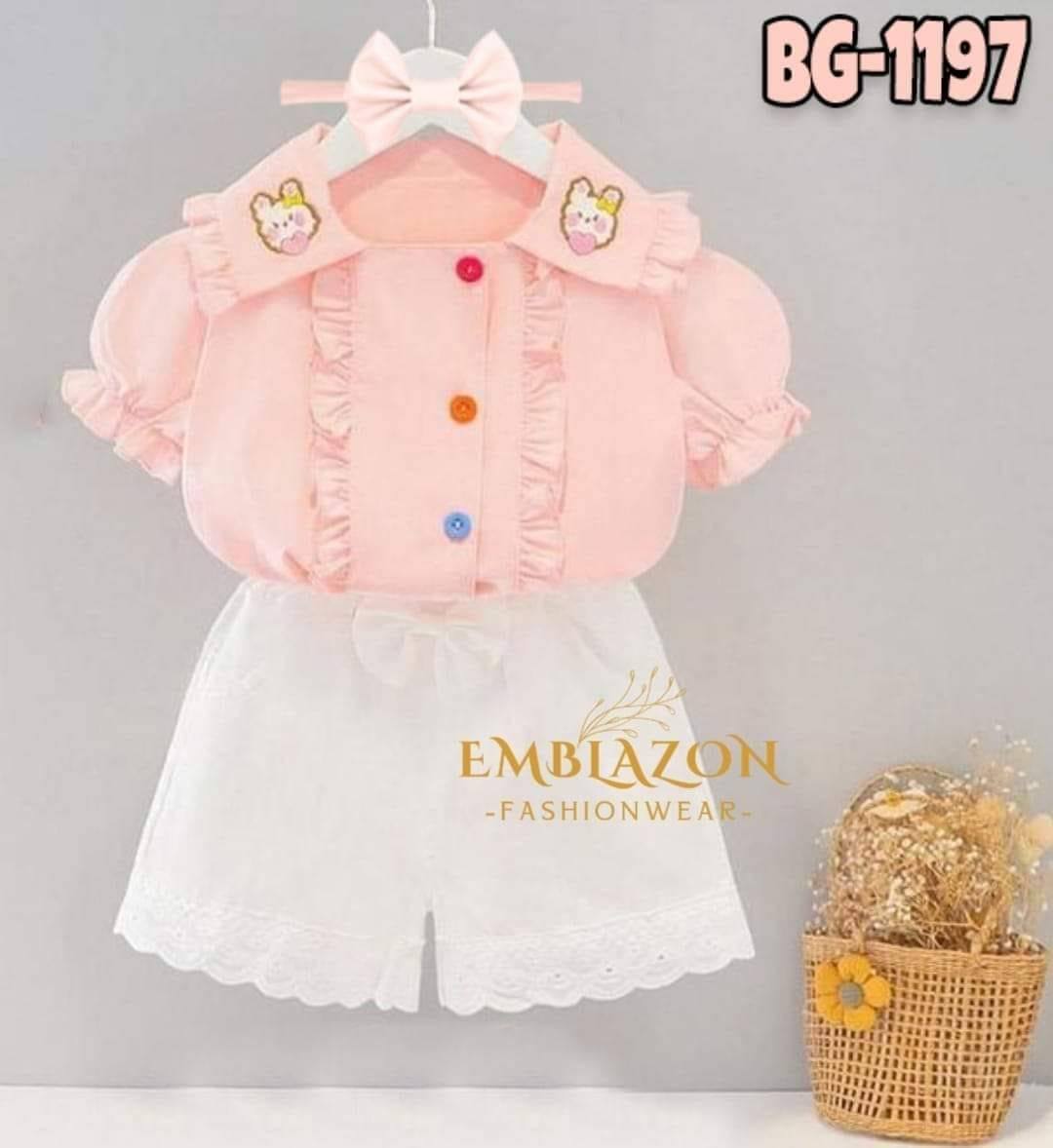 Baby Girls Summer Tops & Half pant Set BG-1197