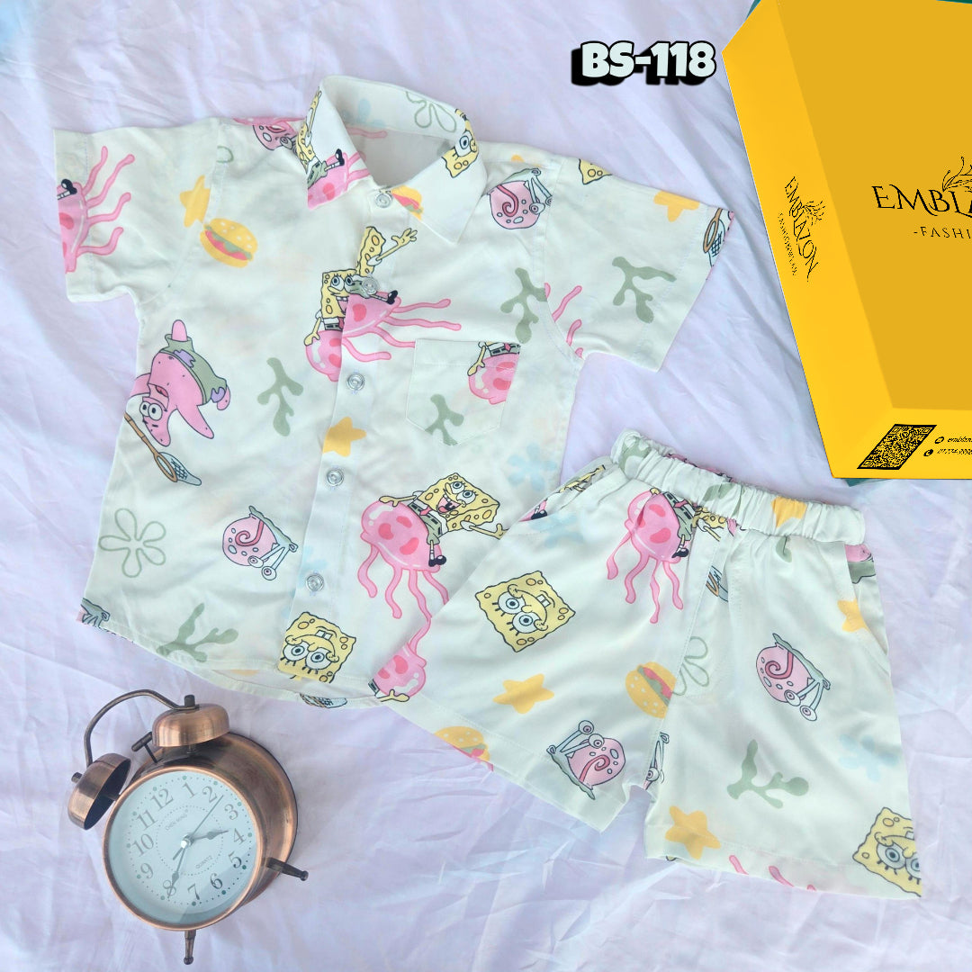 Boys Summer Shirt & Half Pant Set-BS-118