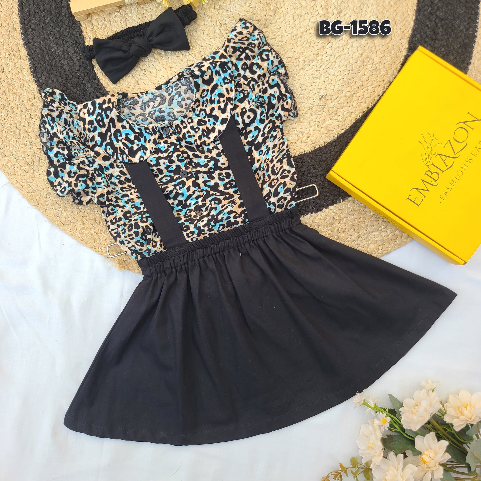 Zesty Leopard Pinafore Romper Set-BG-1586